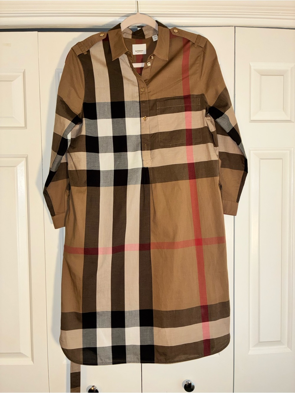 Burberry plaid shirt dress with belt, sz 8 great condition - Picture 3 of 11